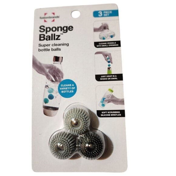 Fusion Brands Sponge Ballz‎ Super Cleaning Bottle Balls 3 Piece Set - Picture 1 of 4